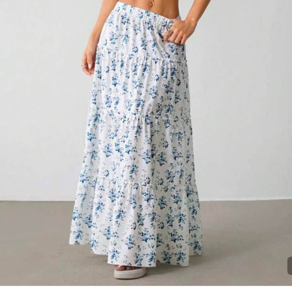 Ditsy Floral Long Maxi Skirt Small